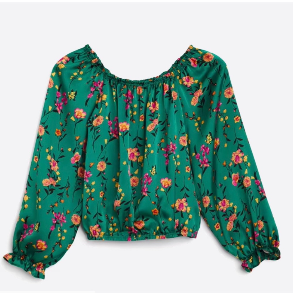 Girls Floral Long Sleeve Peasant top